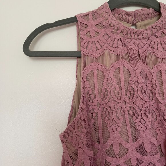 Love, Fire Mock Neck Mauve Lace Tank Top Womens/Juniors Size S - Picture 9 of 11